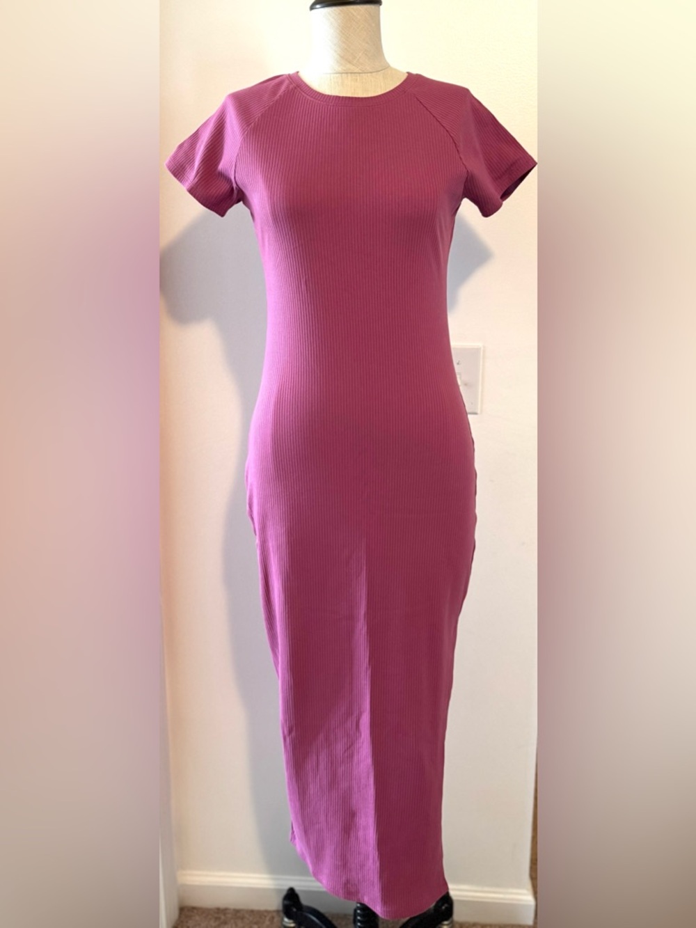 Victoria's Secret Ribbed Midi Dress in Magenta